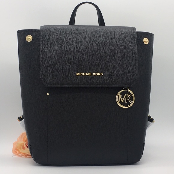 MICHAEL KORS HAYES MEDIUM BACKPACK BLACK LEATHER - Picture 3 of 16